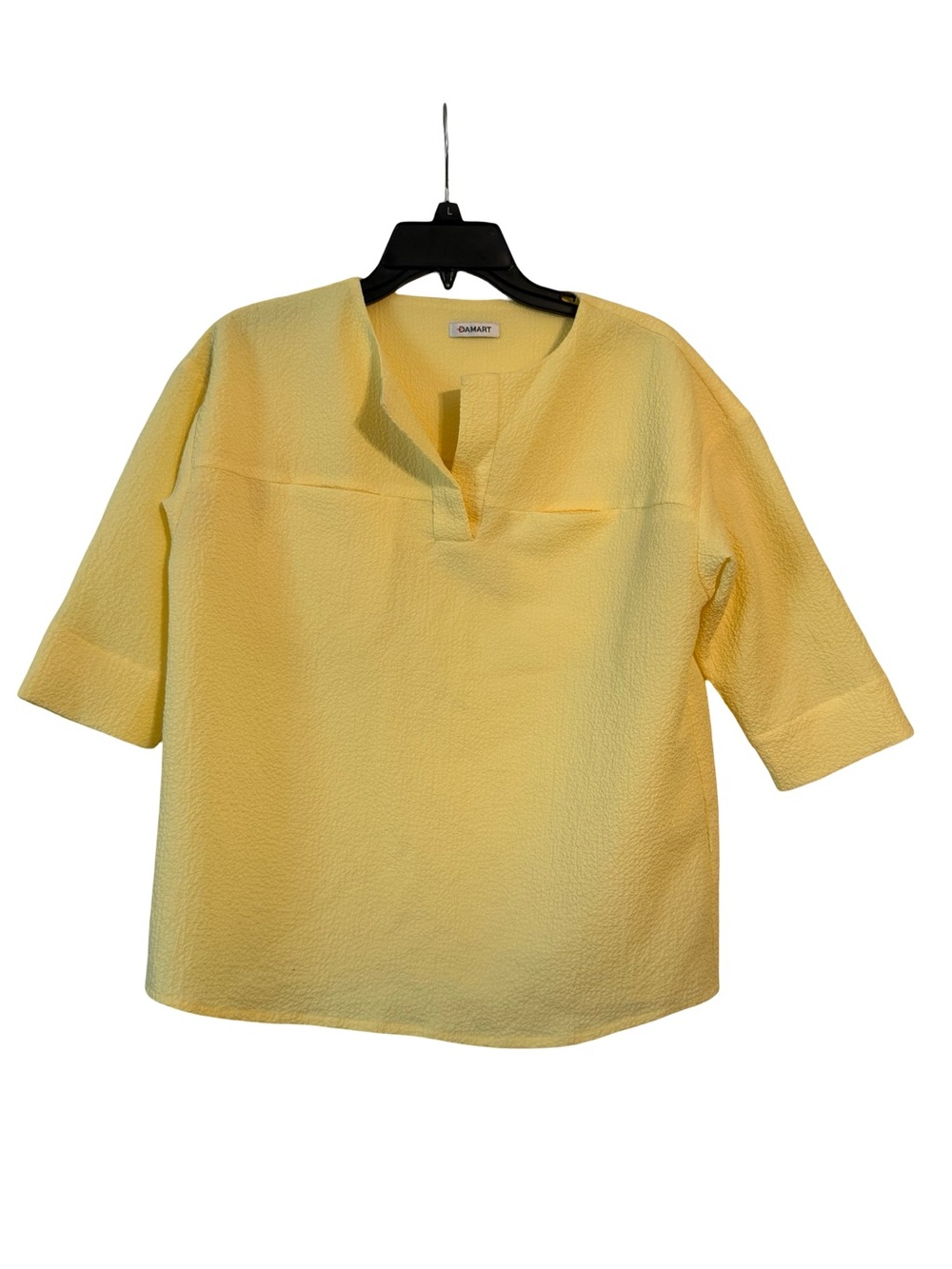 Damart Yellow Split-Neck Textured Tunic